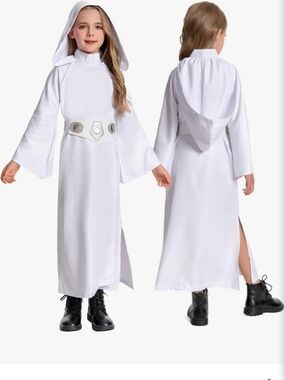 White Hooded Galactic Princess Kids Costume